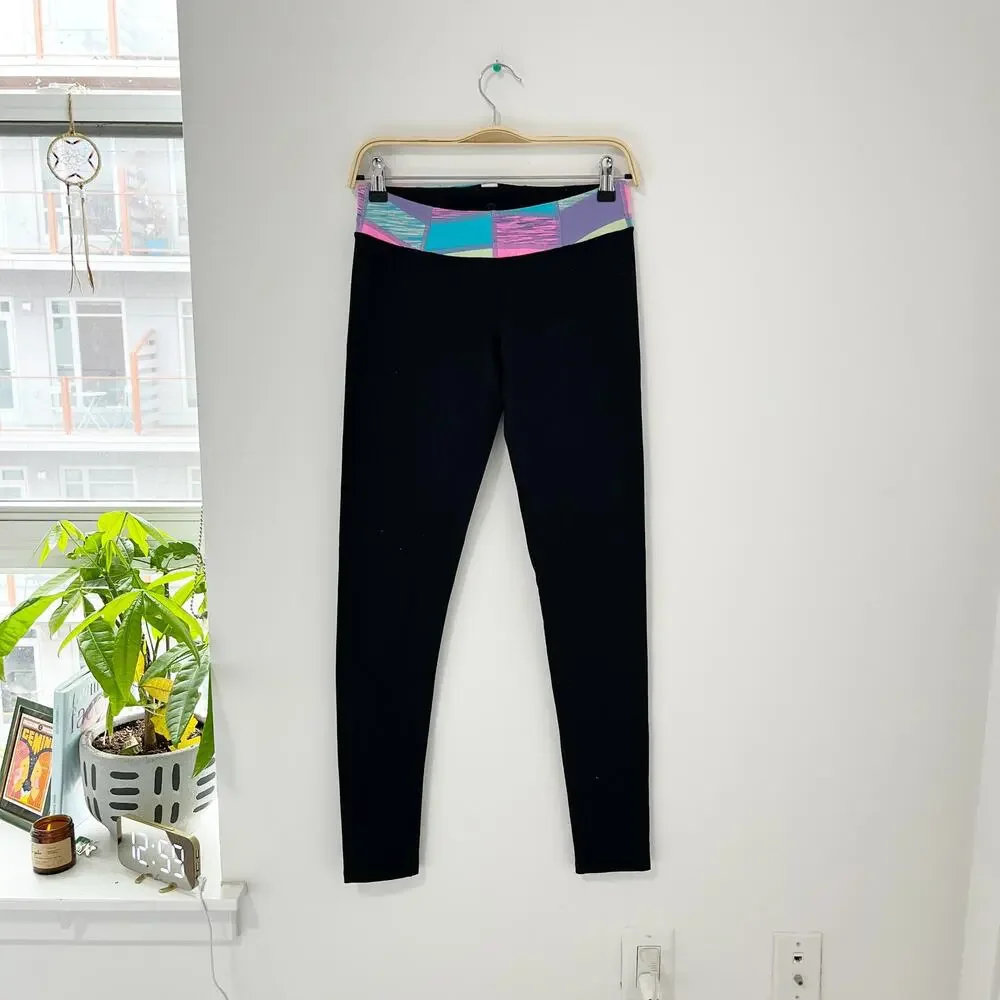Ivivva Girl's Black & Blue Leggings Size 14